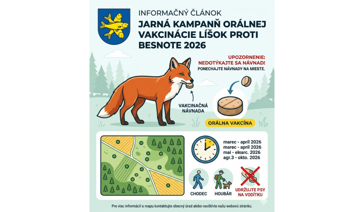 Informácia o začatí jarnej kampane 2026 orálnej vakcinácie líšok proti besnote :